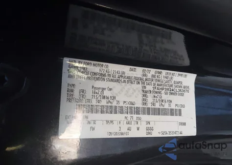 2012 Ford Focus Sel z USA, uszkodzony, nr VIN 1FAHP3M24CL363678